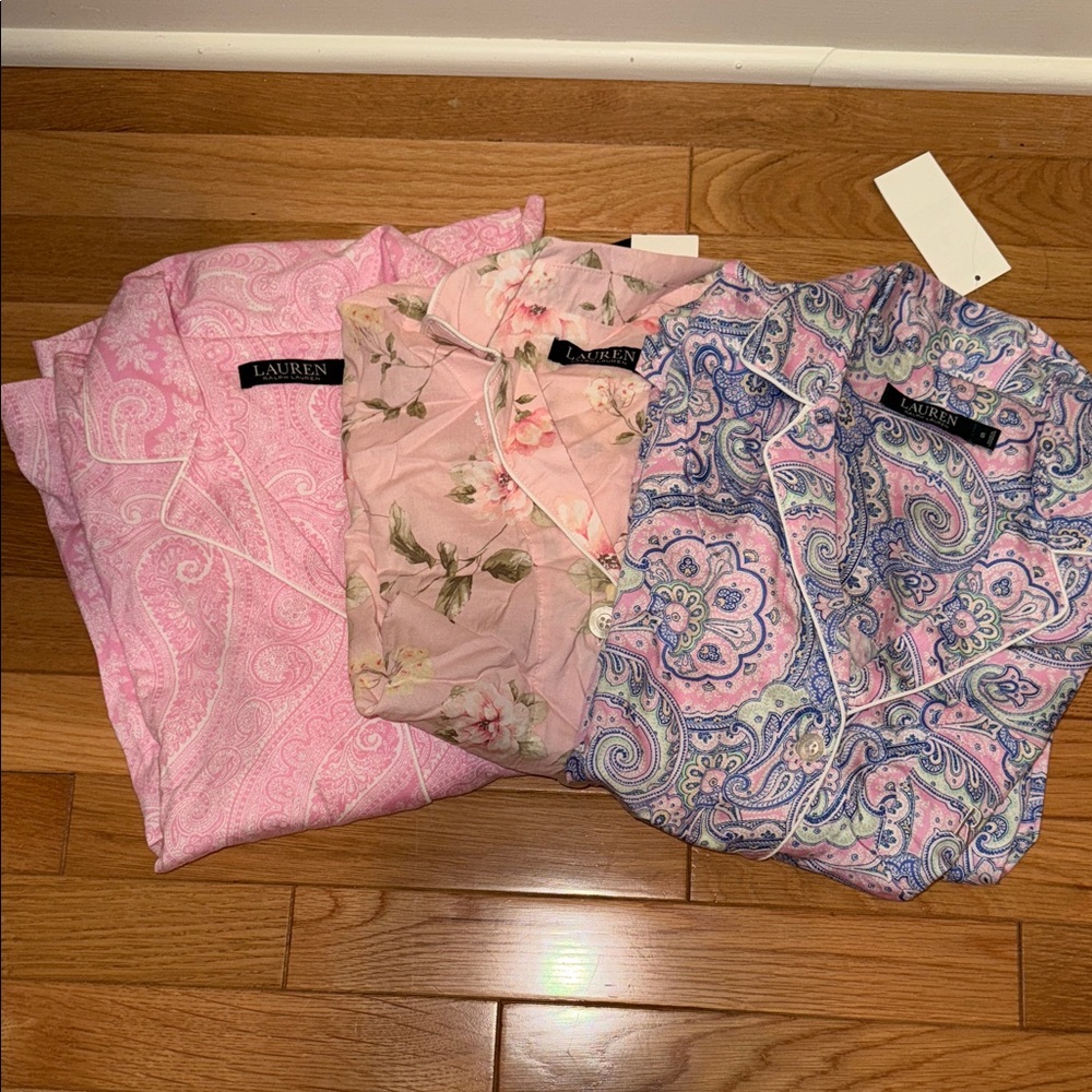 Lauren Pink and Blue Paisley Pajama TOPS ONLY